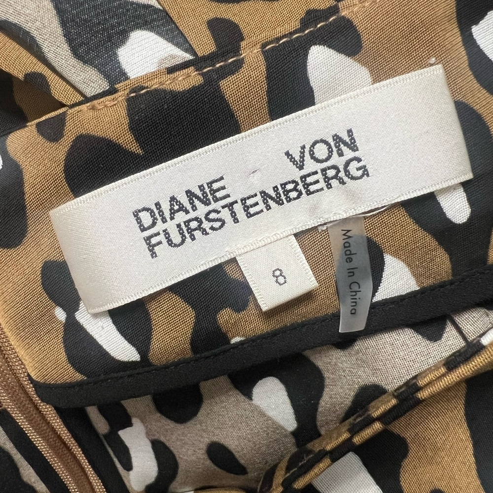 Diane Von Furstenberg  DVF Leopard pencil Skirt Brown Black sz 8 - Picture 4 of 5